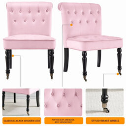 Bravich Winston Velvet Accent Chair Wheels Powder Pink - thumbnail 5