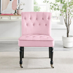 Bravich Winston Velvet Accent Chair Wheels Powder Pink - thumbnail 2