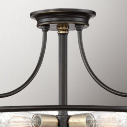 Luminosa Lighting Elstead Quoizel Griffin Bowl Semi Flush Ceiling Light Palladian Bronze With Weathered Brass Accents - thumbnail 2