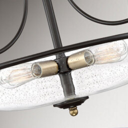 Luminosa Lighting Elstead Quoizel Griffin Bowl Semi Flush Ceiling Light Palladian Bronze With Weathered Brass Accents - thumbnail 4