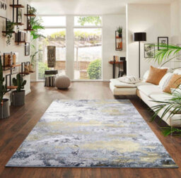 Onyx Modern Living Room Rug - Abstract Area Rugs Gold 160X230 Cm