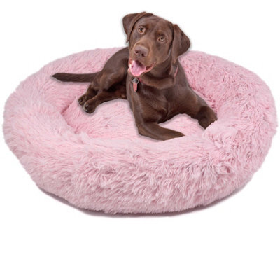 Actiaspet Dog Cat Bed Fluffy Donut Kitten Puppy Pet Cushion Calming Mattress Pink Xl - image 1