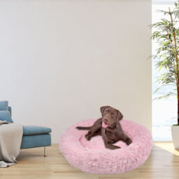 Actiaspet Dog Cat Bed Fluffy Donut Kitten Puppy Pet Cushion Calming Mattress Pink Xl - thumbnail 3