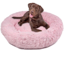 Actiaspet Dog Cat Bed Fluffy Donut Kitten Puppy Pet Cushion Calming Mattress Pink Xl - thumbnail 1