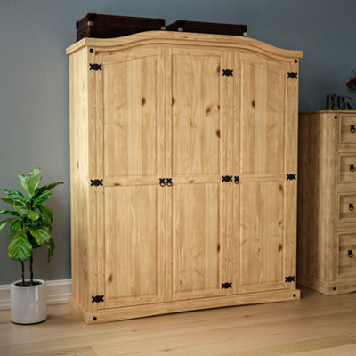 Lassic Vida Designs Corona 3 Door Wardrobe Mexican Solid Waxed Pine (H)1780mm (W)1500mm (D)500mm - image 1