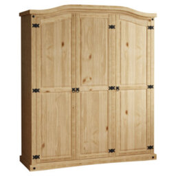 Lassic Vida Designs Corona 3 Door Wardrobe Mexican Solid Waxed Pine (H)1780mm (W)1500mm (D)500mm - thumbnail 7