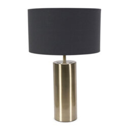 Valuelights Lexy Antique Brass Touch Table Lamp With Black Drum Shade - thumbnail 2