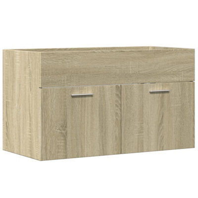 Berkfield Durable Bathroom Sink Cabinet Sonoma Oak 90X38.5X46 Cm Engineered Wood