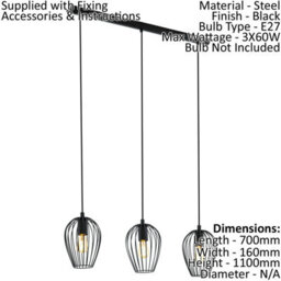 Stylish Black Wire Cage Pendant Light For Kitchen And Dining Areas - thumbnail 2