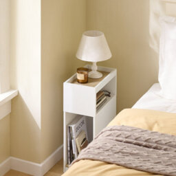 Sobuy Fbt171-Nw Modern Slim Bedside Table With Side Shelf - White - thumbnail 8