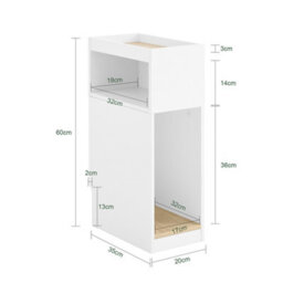 Sobuy Fbt171-Nw Modern Slim Bedside Table With Side Shelf - White - thumbnail 3