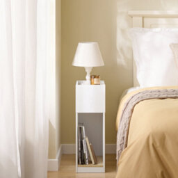Sobuy Fbt171-Nw Modern Slim Bedside Table With Side Shelf - White - thumbnail 7