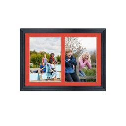 AK Frames 20X14 Black Classic Multi Photo Frame With Poppy Red Mount - Holds 2 Apertures (2X) A4 Photos - thumbnail 1
