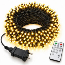 Shopnbits 20M 200 Led Fairy Lights Warm White, Ip44 Waterproof, 8 Modes Remote Timer, Indoor Outdoor - thumbnail 1