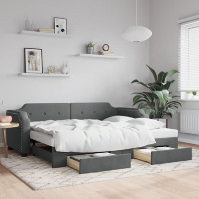 Berkfield Daybed With Trundle And Drawers Dark Grey 90X190 Cm Fabric - image 1