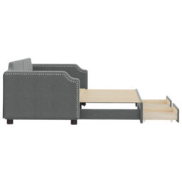 Berkfield Daybed With Trundle And Drawers Dark Grey 90X190 Cm Fabric - thumbnail 4