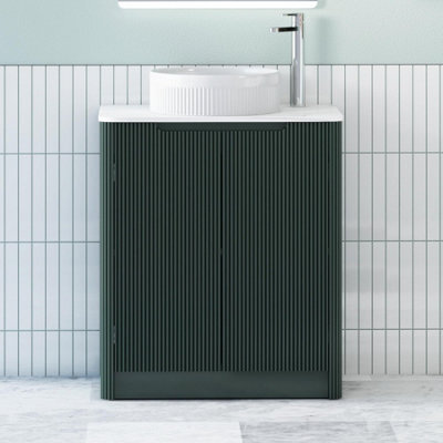 Royal Bathrooms Avenza 700mm Deep Moss Green Floor Standing Bathroom Vanity Unit 2 Door With Round Basin - image 1