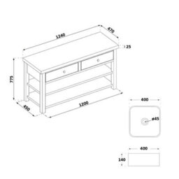 Homestylestore 1215mm Antique White And Oak Bathroom Vanity Unit With 2 Square Countertop Basins - thumbnail 3