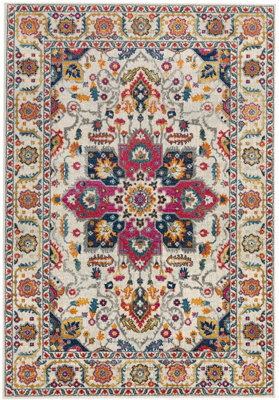 Traditional Rug, Persian Rug Bedroom, Stain-Resistant Diningroom Rug, Easy To Clean Rug, White Multi Rug-160Cm X 230Cm - image 1