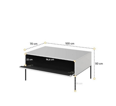Arte Contemporary Trend Coffee Table With Storage (H)500mm (W)1000mm (D)700mm -Oak Artisan With Black Legs - image 1