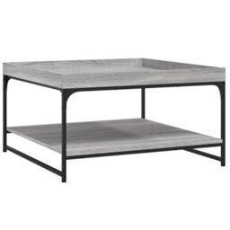 Berkfield Durable Coffee Table Grey Sonoma 80X80X45 Cm Engineered Wood And Iron - thumbnail 1
