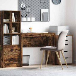 Berkfield Writing Desk Smoked Oak Engineered Wood 90 X 40 X 76 Cm