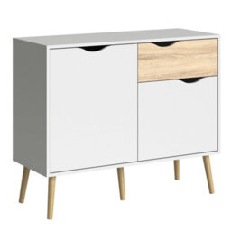 Wyld Haus Sapporo Compact Sideboard In White And Natural Oak With 1 Drawer And 2 Doors - thumbnail 2