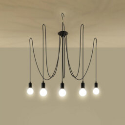 Sollux Lighting Edison Fabric & Steel Black 5 Light Classic Chandelier - thumbnail 2
