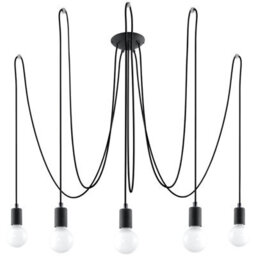Sollux Lighting Edison Fabric & Steel Black 5 Light Classic Chandelier - thumbnail 3