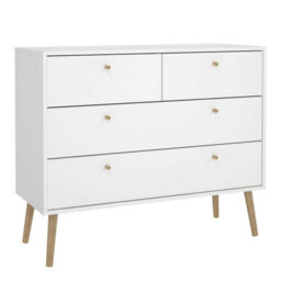 Wyld Haus Quietbloom White 4-Drawer Wooden Chest With Oak Legs - thumbnail 2