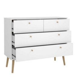 Wyld Haus Quietbloom White 4-Drawer Wooden Chest With Oak Legs - thumbnail 6