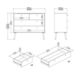 Wyld Haus Quietbloom White 4-Drawer Wooden Chest With Oak Legs - thumbnail 9