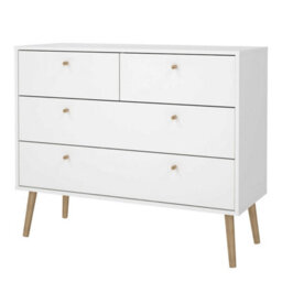 Wyld Haus Quietbloom White 4-Drawer Wooden Chest With Oak Legs - thumbnail 4