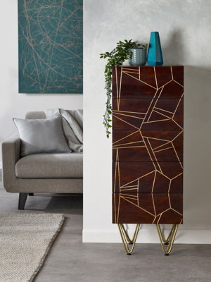 Worcester Dark Gold Tall Chest Of Drawers - image 1