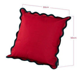 Hayward 50 X 50Cm Outdoor Cushion, Wine Red Scalloped Edge Design, Shower-Resistant Square Cushion For Garden & Patio - thumbnail 2
