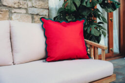 Hayward 50 X 50Cm Outdoor Cushion, Wine Red Scalloped Edge Design, Shower-Resistant Square Cushion For Garden & Patio - thumbnail 3