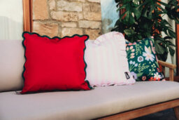 Hayward 50 X 50Cm Outdoor Cushion, Wine Red Scalloped Edge Design, Shower-Resistant Square Cushion For Garden & Patio - thumbnail 4