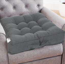 Casabella Booster Cushion Armchair Cushion Large Booster Seat Dining Chair 50X50+10Cm Thick Floor Cushion Sofa Seat Grey - thumbnail 1