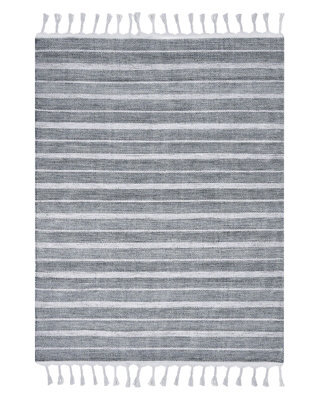 Beliani Light Grey Area Rug 140 X 200 Cm - Handwoven Recycled Synthetic Fibres, Modern Stripe - image 1