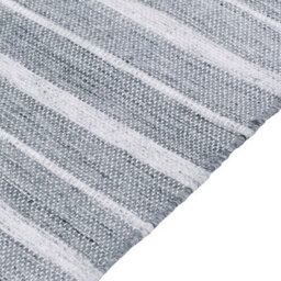 Beliani Light Grey Area Rug 140 X 200 Cm - Handwoven Recycled Synthetic Fibres, Modern Stripe - thumbnail 5
