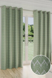 "Enhanced Living Aspen Green Chevron Pattern 66 X 90"" (168X229Cm) Eyelet Thermal Noise Reducing Room Darkening Curtains (Pair)" - thumbnail 1