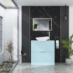 Royal Bathrooms Evora 800mm Powder Blue Fluted Floor Standing Countertop Vanity Unit 2 Drawer With Nova Basin - thumbnail 2