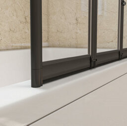 Matt Black 1000X1400 4 Fold Folding Shower Bath Screen 180 Pivot 4mm Glass Panel - thumbnail 7