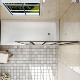 Matt Black 1000X1400 4 Fold Folding Shower Bath Screen 180 Pivot 4mm Glass Panel - thumbnail 3