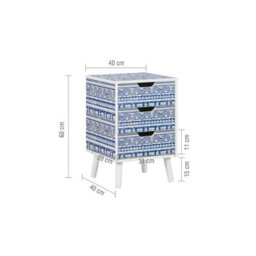 Birlea Santorini 3 Drawer Bedside Cabinet Chest Table Shabby Chic Blue - thumbnail 4