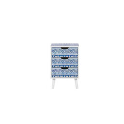Birlea Santorini 3 Drawer Bedside Cabinet Chest Table Shabby Chic Blue - thumbnail 3