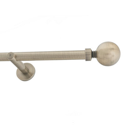 Toolty Antique Brass Metal Curtain Pole 19mm With Finials Rod Modern Brackets Ball 230Cm