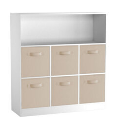 Urbn-Living Oak, Dark Pink - Wide 7-Cube Bookcase With Drawers - thumbnail 5