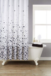 Kav Polyester Fabric Shower Mould And Mildew Resistant Curtain 180X180Cm  Tiles Patterned