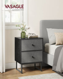 Vasagle Bedside, Side End Table With Storage, 2 Removable Fabric Drawers, For Bedroom, Living Room